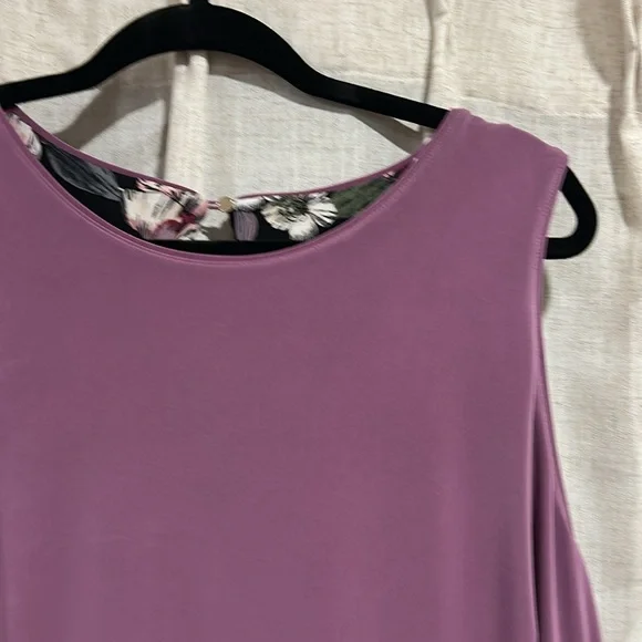 White House Black Market Black and mauve reversible Midi Dress size large - Picture 7 of 7